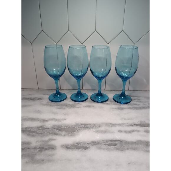 Cristar Sky Blue Wine Glasses, 13 oz Water Goblets, Sky Blue Glassware, Set of 4 - Picture 2 of 10
